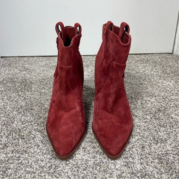 Sam Edelman || Niomie Suede Western Booties in Paprika Size 6.5 - Picture 3 of 8
